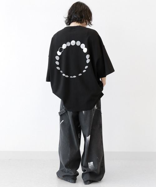 minsobi(ミンソビ)の「ルナサークル半袖T プリントデザインTシャツ(Tシャツ/カットソー・メンズ・グレー/ブラック・FREE)」の3枚目の写真