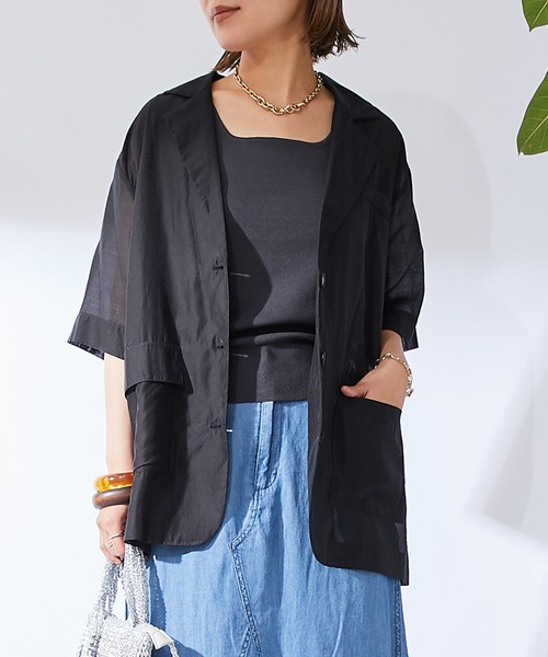 un dix cors(アンディコール)の「シアージャケット(テーラードジャケット・レディース・インディゴブルー/ブラック/グレイッシュベージュ・FREE)」の2枚目の写真