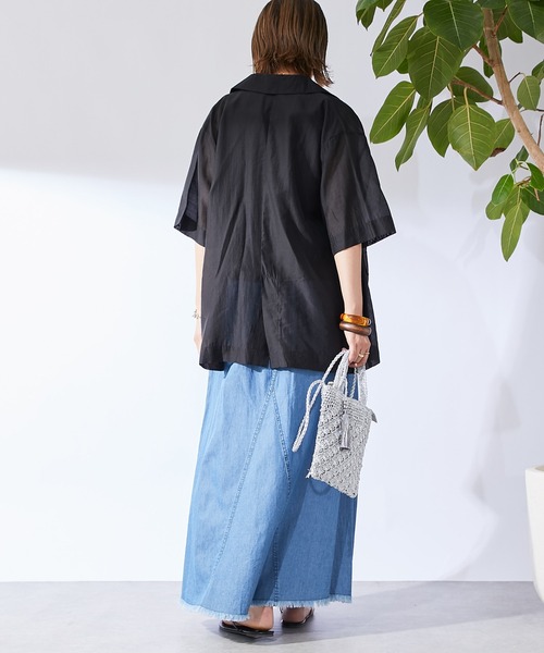 un dix cors(アンディコール)の「シアージャケット(テーラードジャケット・レディース・インディゴブルー/ブラック/グレイッシュベージュ・FREE)」の7枚目の写真