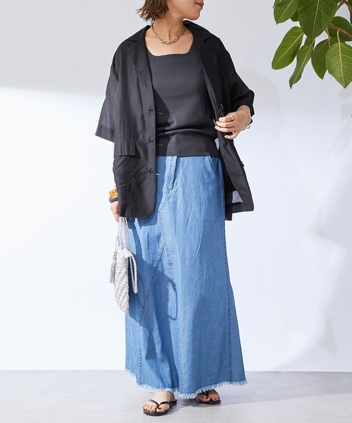 un dix cors(アンディコール)の「シアージャケット(テーラードジャケット・レディース・インディゴブルー/ブラック/グレイッシュベージュ・FREE)」の8枚目の写真