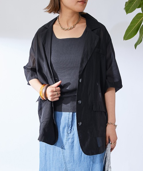 un dix cors(アンディコール)の「シアージャケット(テーラードジャケット・レディース・インディゴブルー/ブラック/グレイッシュベージュ・FREE)」の19枚目の写真