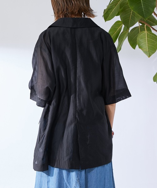 un dix cors(アンディコール)の「シアージャケット(テーラードジャケット・レディース・インディゴブルー/ブラック/グレイッシュベージュ・FREE)」の4枚目の写真