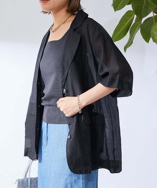 un dix cors(アンディコール)の「シアージャケット(テーラードジャケット・レディース・インディゴブルー/ブラック/グレイッシュベージュ・FREE)」の21枚目の写真