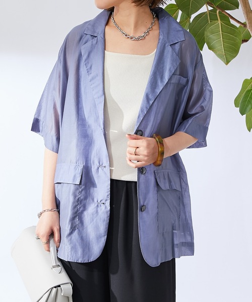 un dix cors(アンディコール)の「シアージャケット(テーラードジャケット・レディース・インディゴブルー/ブラック/グレイッシュベージュ・FREE)」の10枚目の写真