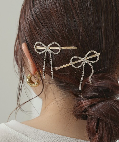 レースリボンラインストーンヘアピン+レースハンドスリーブ