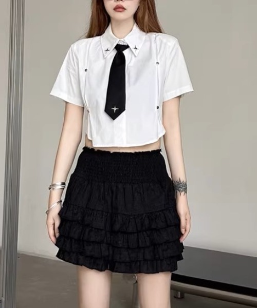 .KOM(ドットコム)の「A'GEM/9 × .kom 『.KOM/ドットケーオーエム』 クロップネクタイシャツ(シャツ/ブラウス・レディース・ホワイト・M)」の4枚目の写真