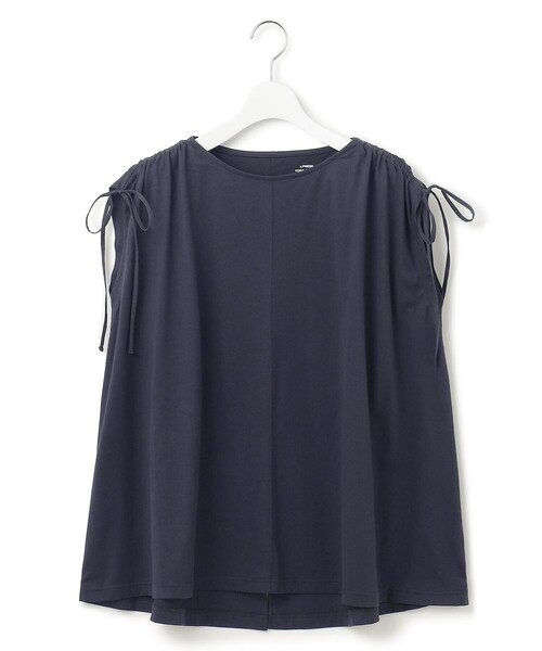 J.PRESS YORK STREET(ジェイプレスヨークストリート)の「【WOMEN】【SMOOTH JERSEY】ショルダー シャーリング プルオーバー(Tシャツ/カットソー・レディース・ネイビー系/ブルー系/ベージュ系/ホワイト系・F)」の3枚目の写真