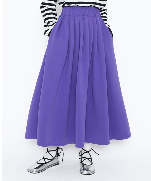 PUNYUS（プニュズ）の「トラックフレアロングスカート（スカート・レディース・グレー/ブラック/パープル・1/2/3/4）」の5枚目の写真