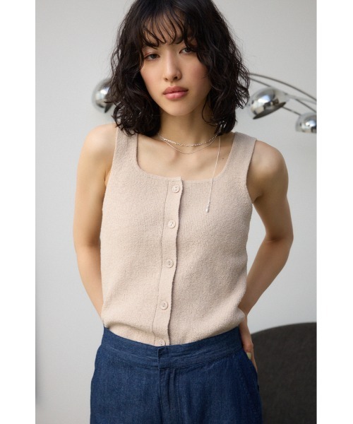 AZUL by moussy（アズールバイマウジー）の「パイルニットタンク（タンクトップ・レディース・ブラック/グリーン/ベージュ・FREE）」の4枚目の写真