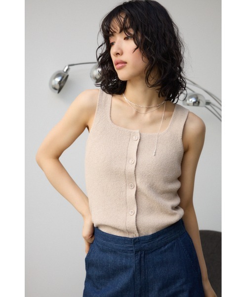 AZUL by moussy（アズールバイマウジー）の「パイルニットタンク（タンクトップ・レディース・ブラック/グリーン/ベージュ・FREE）」の5枚目の写真