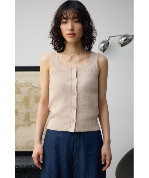 AZUL by moussy（アズールバイマウジー）の「パイルニットタンク（タンクトップ・レディース・ブラック/グリーン/ベージュ・FREE）」の7枚目の写真