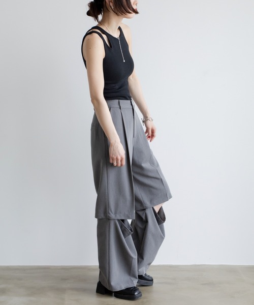 VACANCY（ヴァカンシー）の「アシンメトリーカップ付きリブインナー（タンクトップ・レディース・グリーン/ホワイト/ブラック・FREE）」の21枚目の写真