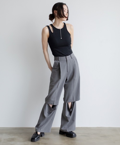 VACANCY（ヴァカンシー）の「アシンメトリーカップ付きリブインナー（タンクトップ・レディース・グリーン/ホワイト/ブラック・FREE）」の20枚目の写真