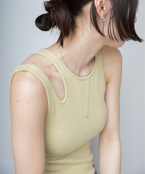 VACANCY（ヴァカンシー）の「アシンメトリーカップ付きリブインナー（タンクトップ・レディース・グリーン/ホワイト/ブラック・FREE）」の13枚目の写真