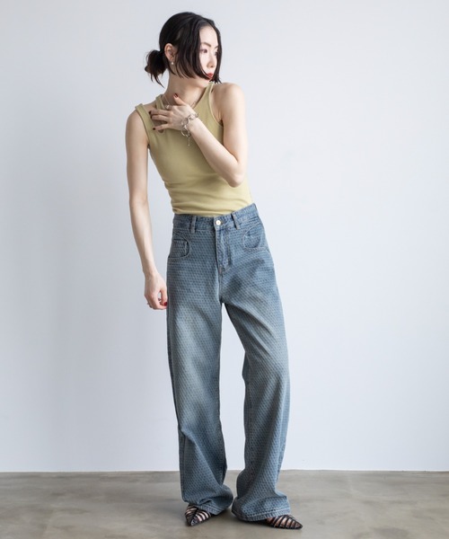 VACANCY（ヴァカンシー）の「アシンメトリーカップ付きリブインナー（タンクトップ・レディース・グリーン/ホワイト/ブラック・FREE）」の8枚目の写真