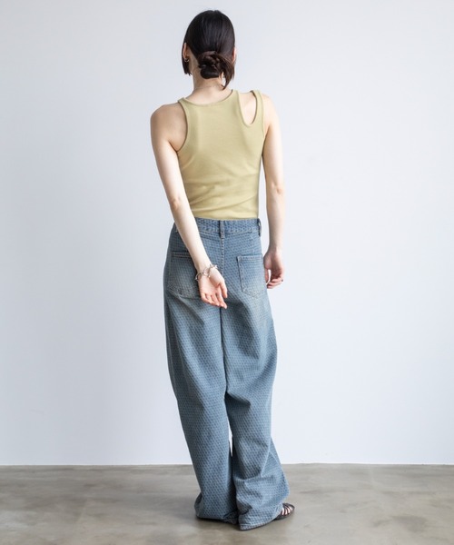 VACANCY（ヴァカンシー）の「アシンメトリーカップ付きリブインナー（タンクトップ・レディース・グリーン/ホワイト/ブラック・FREE）」の9枚目の写真