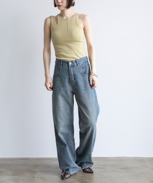 VACANCY（ヴァカンシー）の「アシンメトリーカップ付きリブインナー（タンクトップ・レディース・グリーン/ホワイト/ブラック・FREE）」の14枚目の写真