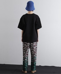 OKIRAKU×ROSEBUD リメイク 透け素材スリーブ スウェット ベージュ セール】(OKIRAKU×ROSEBUD)スリーブプリントロンT（Tシャツ