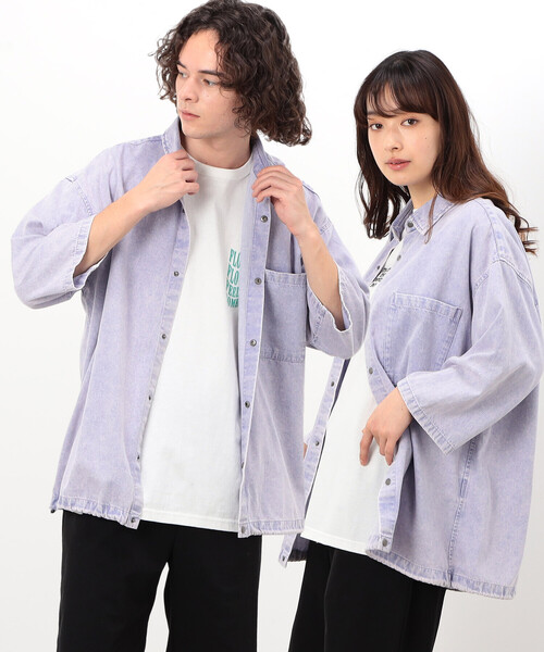 硫化染めデニム／インディゴ染めデニムシャツ（シャツ/ブラウス）｜Purple&Yellow（パープルアンドイエロー）