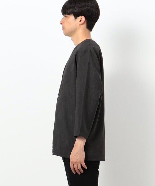 COMME CA ISM(コムサイズム)の「【セットアップ対応】ファンクショナル リネンライク ノーカラージャケット(ノーカラージャケット・メンズ・ブラック/カーキ・L/M)」の8枚目の写真