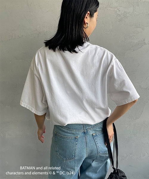 JEANS FACTORY Clothes（ジーンズファクトリークローズ）の「[Jeans Factory Clothes/ジーンズファクトリークローズ] BATMAN ダメージ加工フロッキープリントTシャツ（Tシャツ/カットソー・レディース・ブラック/ホワイト・S/M/L）」の9枚目の写真