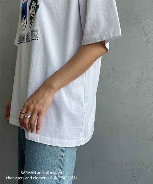 JEANS FACTORY Clothes（ジーンズファクトリークローズ）の「[Jeans Factory Clothes/ジーンズファクトリークローズ] BATMAN ダメージ加工フロッキープリントTシャツ（Tシャツ/カットソー・レディース・ブラック/ホワイト・S/M/L）」の16枚目の写真