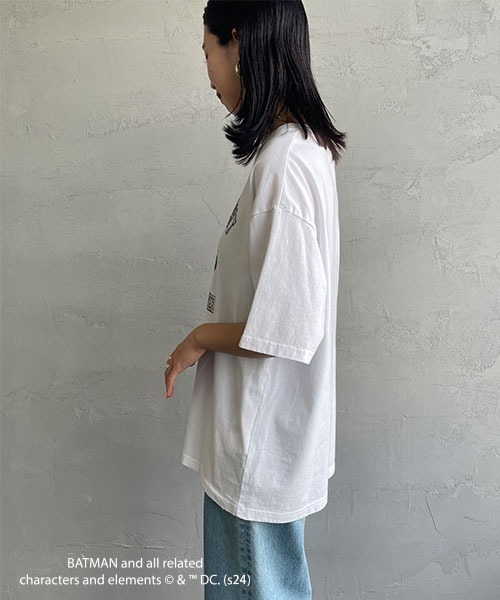JEANS FACTORY Clothes（ジーンズファクトリークローズ）の「[Jeans Factory Clothes/ジーンズファクトリークローズ] BATMAN ダメージ加工フロッキープリントTシャツ（Tシャツ/カットソー・レディース・ブラック/ホワイト・S/M/L）」の13枚目の写真