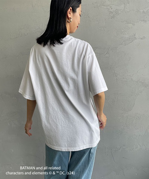 JEANS FACTORY Clothes（ジーンズファクトリークローズ）の「[Jeans Factory Clothes/ジーンズファクトリークローズ] BATMAN ダメージ加工フロッキープリントTシャツ（Tシャツ/カットソー・レディース・ブラック/ホワイト・S/M/L）」の14枚目の写真