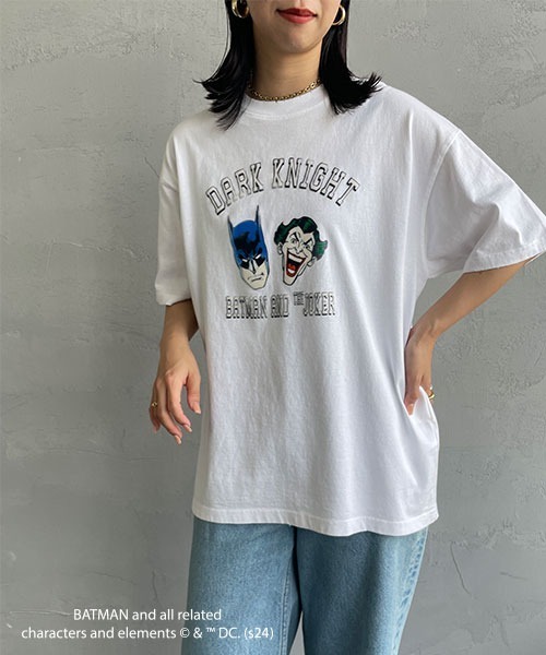 JEANS FACTORY Clothes（ジーンズファクトリークローズ）の「[Jeans Factory Clothes/ジーンズファクトリークローズ] BATMAN ダメージ加工フロッキープリントTシャツ（Tシャツ/カットソー・レディース・ブラック/ホワイト・S/M/L）」の12枚目の写真