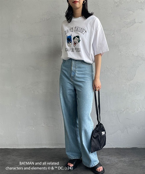 JEANS FACTORY Clothes（ジーンズファクトリークローズ）の「[Jeans Factory Clothes/ジーンズファクトリークローズ] BATMAN ダメージ加工フロッキープリントTシャツ（Tシャツ/カットソー・レディース・ブラック/ホワイト・S/M/L）」の10枚目の写真