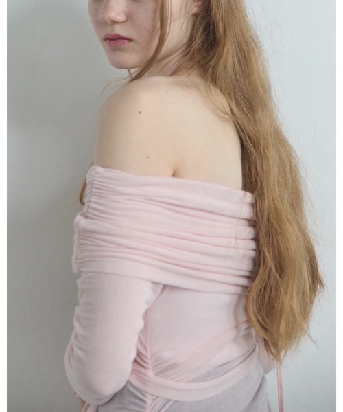 épine sheer ribbon tie gather tops ピンク épine sheer ribbon tie gather tops ピンク - メルカリ