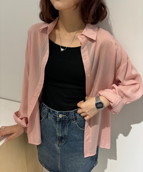 Birthday room(バースデイルーム)の「シアーカラーシャツ / sheer color shirt(シャツ/ブラウス・レディース・イエロー/ホワイト/ピンク・FREE)」の8枚目の写真