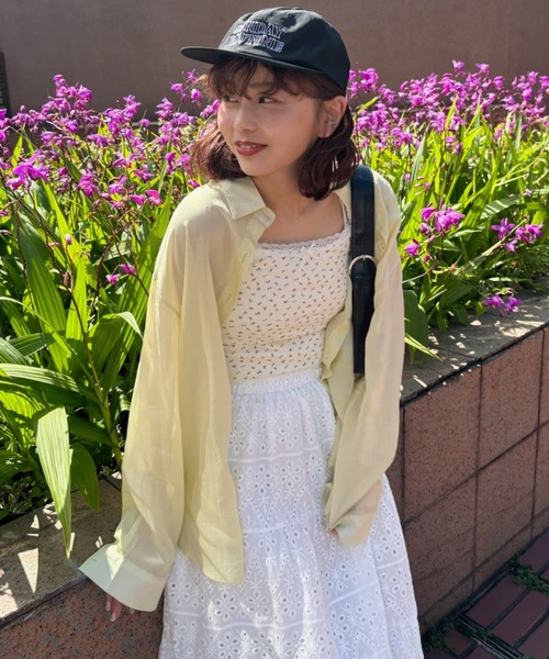 Birthday room(バースデイルーム)の「シアーカラーシャツ / sheer color shirt(シャツ/ブラウス・レディース・イエロー/ホワイト/ピンク・FREE)」の6枚目の写真