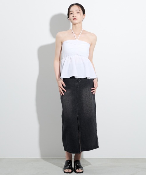 paravion（パラビオン）の「デニムロングスカート/S.Mサイズ展開あり（デニムスカート・レディース・ブラック/ブルー・SMALL/MEDIUM）」の6枚目の写真