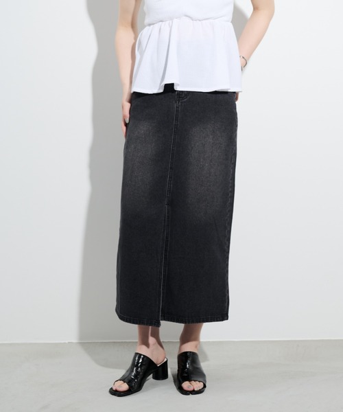 paravion（パラビオン）の「デニムロングスカート/S.Mサイズ展開あり（デニムスカート・レディース・ブラック/ブルー・SMALL/MEDIUM）」の10枚目の写真