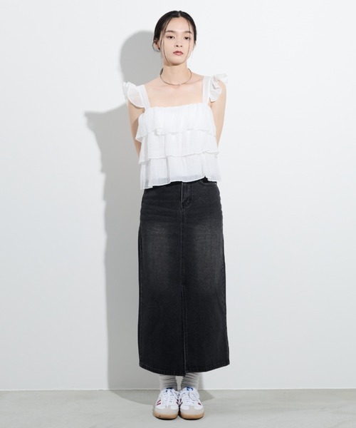 paravion（パラビオン）の「デニムロングスカート/S.Mサイズ展開あり（デニムスカート・レディース・ブラック/ブルー・SMALL/MEDIUM）」の12枚目の写真