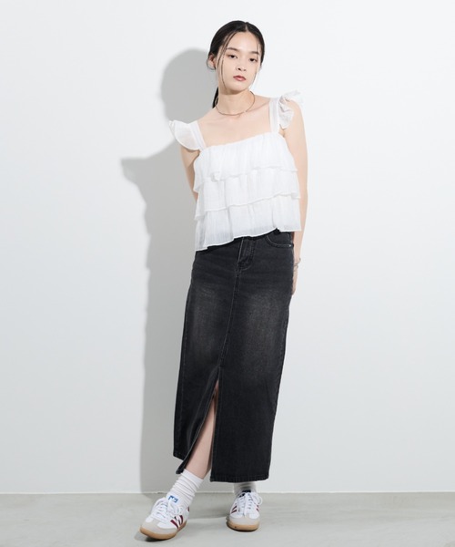 paravion（パラビオン）の「デニムロングスカート/S.Mサイズ展開あり（デニムスカート・レディース・ブラック/ブルー・SMALL/MEDIUM）」の13枚目の写真