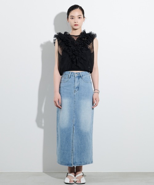 paravion（パラビオン）の「デニムロングスカート/S.Mサイズ展開あり（デニムスカート・レディース・ブラック/ブルー・SMALL/MEDIUM）」の22枚目の写真