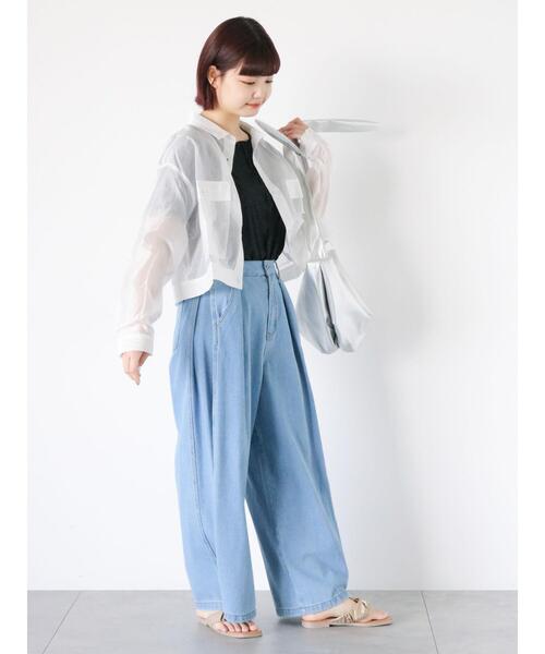 ehka sopo(エヘカソポ)の「サイドタックデニムパンツ(デニムパンツ・レディース・ブルー/グレー/サックスブルー・F)」の18枚目の写真