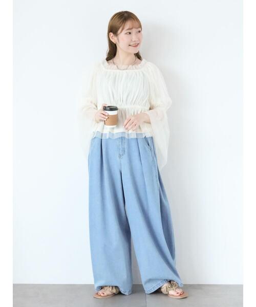 ehka sopo(エヘカソポ)の「サイドタックデニムパンツ(デニムパンツ・レディース・ブルー/グレー/サックスブルー・F)」の21枚目の写真