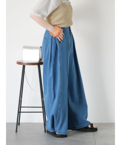 ehka sopo(エヘカソポ)の「サイドタックデニムパンツ(デニムパンツ・レディース・ブルー/グレー/サックスブルー・F)」の15枚目の写真