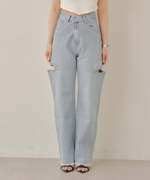 Chico（チコ）の「【ZOZOTOWN限定/REVIVAL】サイドスリットダメージデニムパンツ（デニムパンツ・レディース・スカイブルー/ブルー・0/1/2）」の20枚目の写真