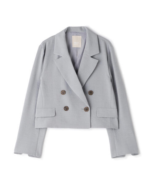 FREE'S MART（フリーズマート）の「気流染めショート丈ダブルジャケット（テーラードジャケット・レディース・ベージュ/ホワイト/グレー・SMALL/MEDIUM）」の4枚目の写真