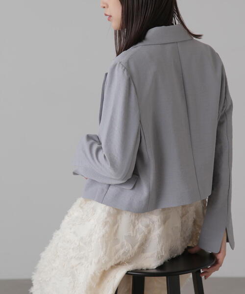 FREE'S MART（フリーズマート）の「気流染めショート丈ダブルジャケット（テーラードジャケット・レディース・ベージュ/ホワイト/グレー・SMALL/MEDIUM）」の9枚目の写真