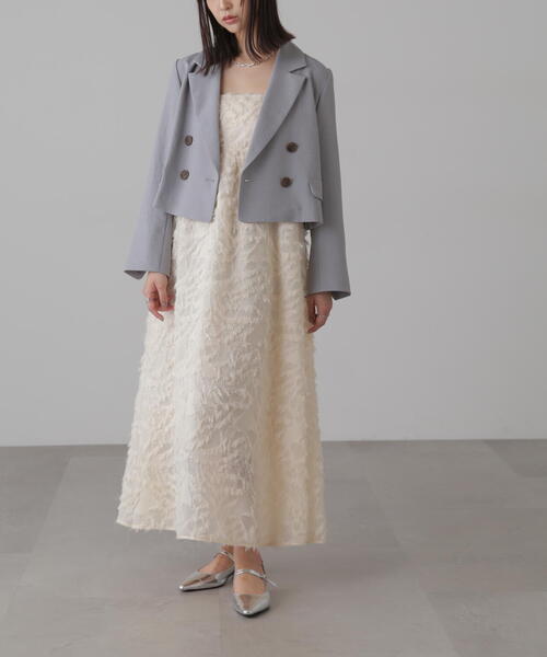 FREE'S MART（フリーズマート）の「気流染めショート丈ダブルジャケット（テーラードジャケット・レディース・ベージュ/ホワイト/グレー・SMALL/MEDIUM）」の11枚目の写真