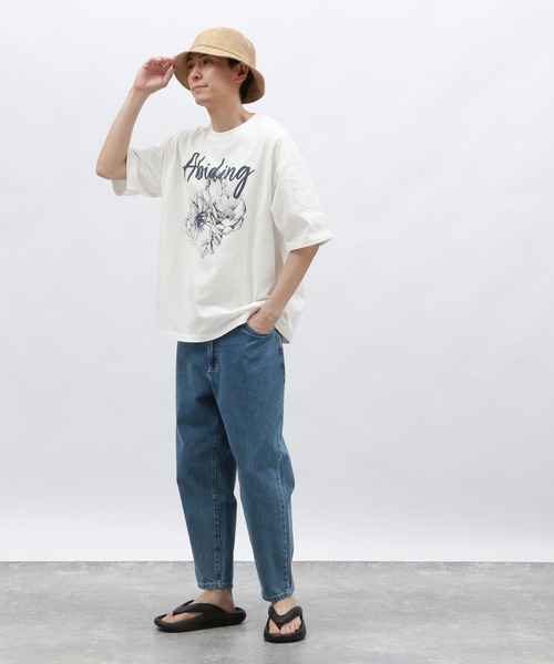 LAKOLE（ラコレ）の「ラインフラワープリントＴ / 122077（Tシャツ/カットソー・メンズ・ホワイト/ブラック/ブルー・X-LARGE/LARGE/MEDIUM）」の4枚目の写真