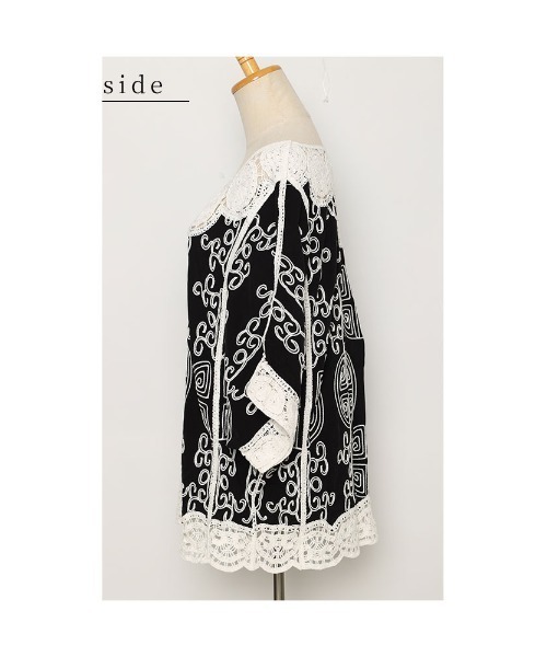 Sawa a la mode(サワアラモード)の「サークル刺繍レースのドルマンシャツブラウス(シャツ/ブラウス・レディース・ホワイト/ブラック・FREE)」の22枚目の写真