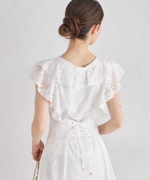 tocco closet(トッコ クローゼット)の「【S・Mサイズ展開】フラワーチェックレースラッフルフリルブラウス(シャツ/ブラウス・レディース・ピンク/オフホワイト/ブルー・M/S)」の10枚目の写真