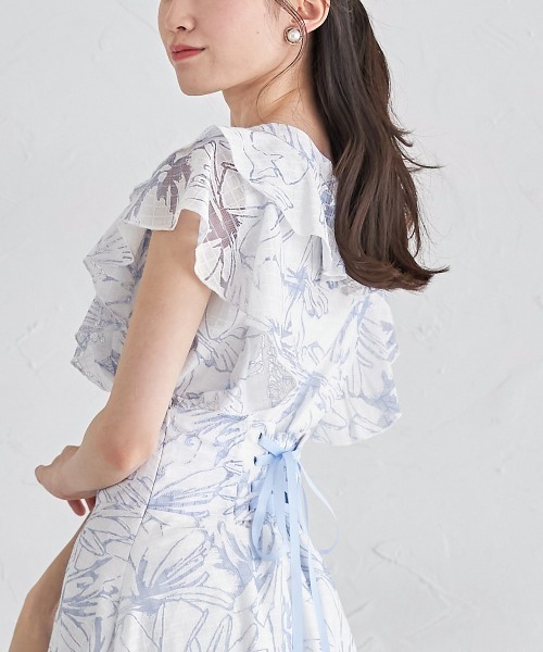 tocco closet(トッコ クローゼット)の「【S・Mサイズ展開】フラワーチェックレースラッフルフリルブラウス(シャツ/ブラウス・レディース・ピンク/オフホワイト/ブルー・M/S)」の12枚目の写真