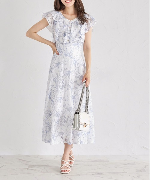 tocco closet(トッコ クローゼット)の「【S・Mサイズ展開】フラワーチェックレースラッフルフリルブラウス(シャツ/ブラウス・レディース・ピンク/オフホワイト/ブルー・M/S)」の13枚目の写真